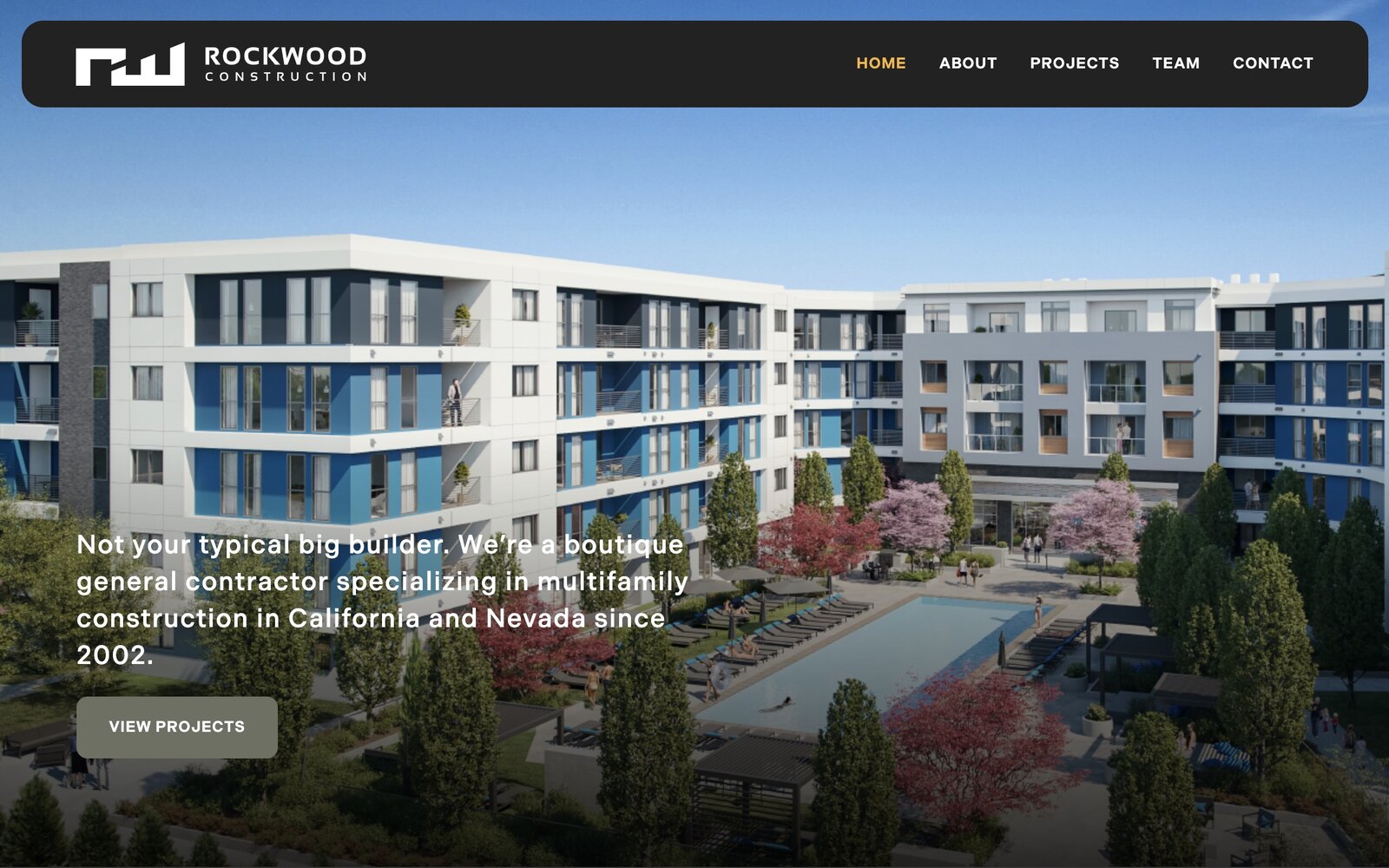 Rockwood Construction branding and website designed by Hampton Lab
